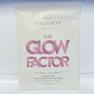 $6🌟 Diana Madison Beauty The Glow Factor Rose Hip Oil Hydrating Face Sheet Mask